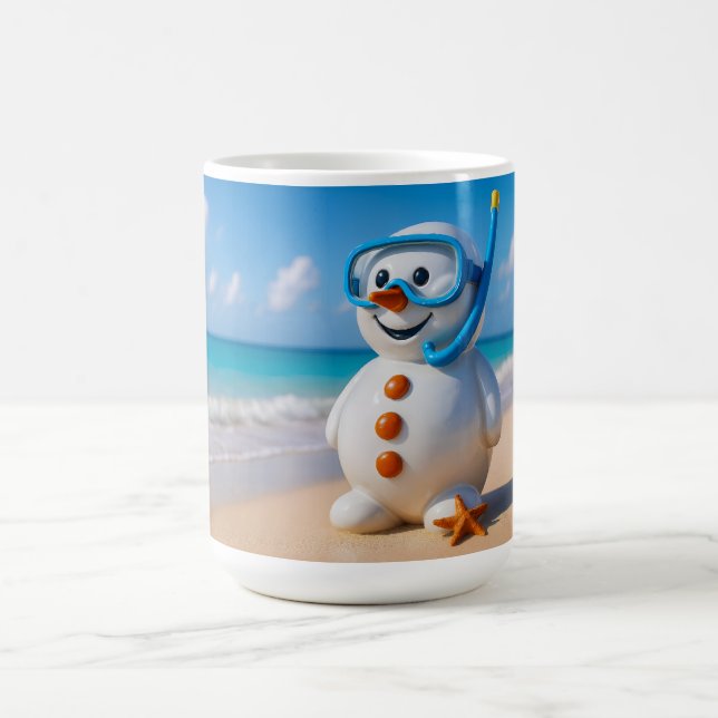 Tropical Beach Snowman Coffee Mug (Center)