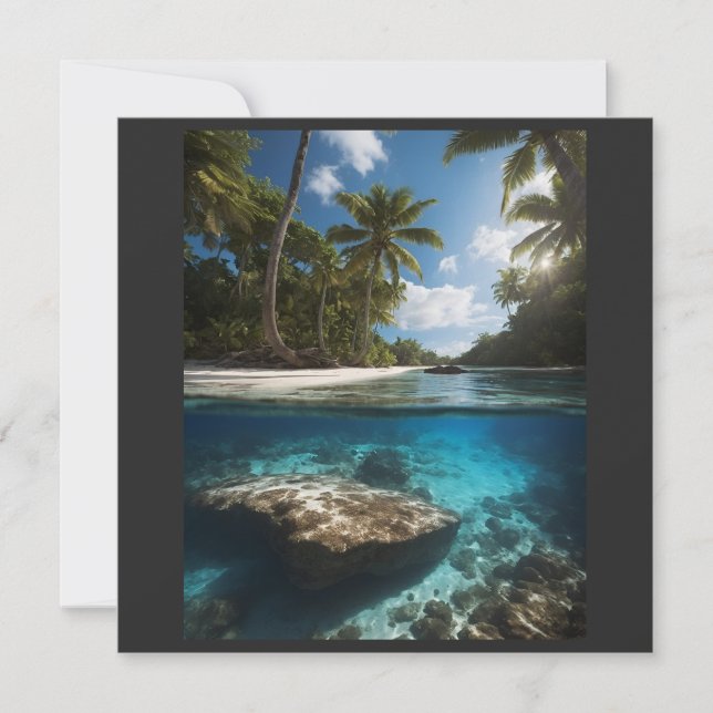 Tropical Beach Split View Ocean Above invitation  (Front)