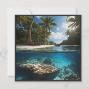 Tropical Beach Split View Ocean Above invitation