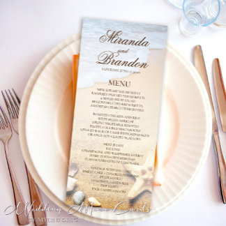 Tropical Beach Starfish Wedding Menu Card
