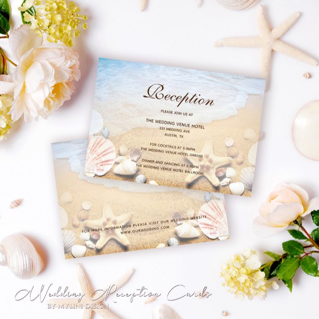 Tropical Beach Starfish Wedding Reception Card (Creator Uploaded)