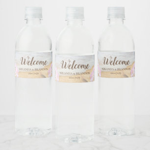 Tropical Beach Starfish Wedding Welcome Water Bottle Label