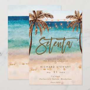 tropical beach summer 70th birthday party invitati invitation