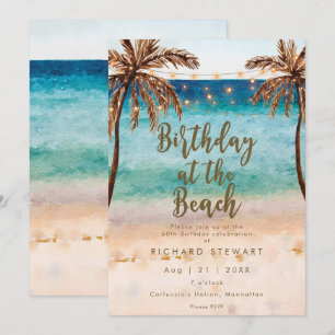 tropical beach summer birthday party invitation