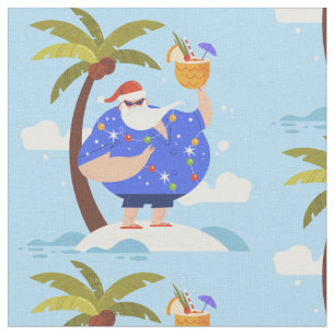 tropical beach summer christmas vacation santa fabric