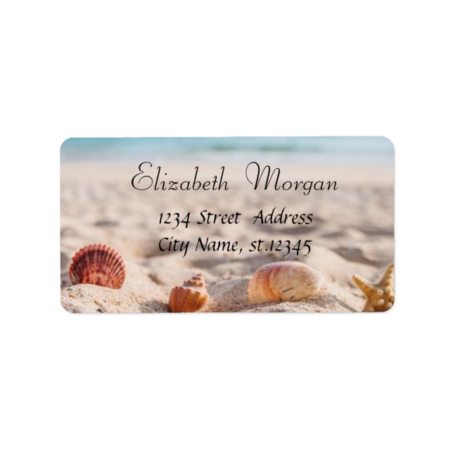 Tropical Beach,Summer, Sand,Seashells Label (Front)