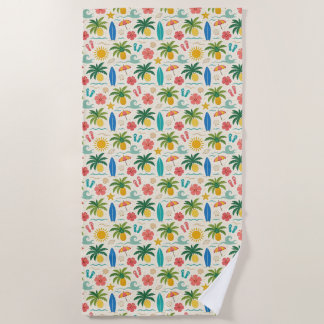 Tropical Beach Summer Seamless Pattern Towel