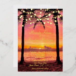 Tropical Beach Summer Sunset Wedding Invitation