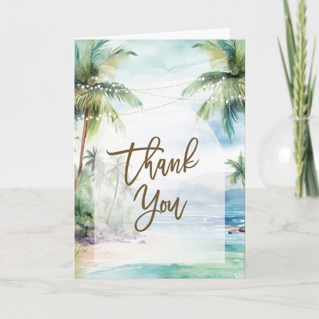 tropical beach summer thank you card (Front)