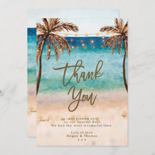tropical beach summer thank you card