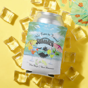 Tropical Beach, Summer Vacation   Personalized Can Cooler