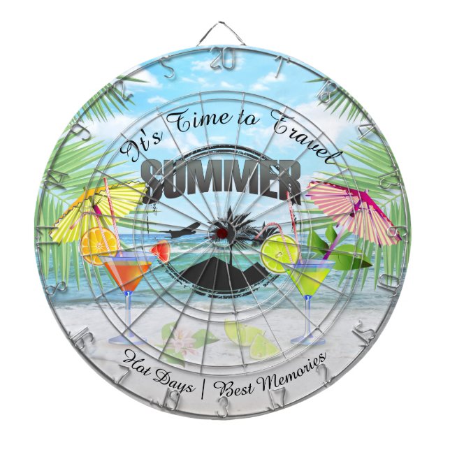 Tropical Beach, Summer Vacation | Personalized Dartboard (Front)