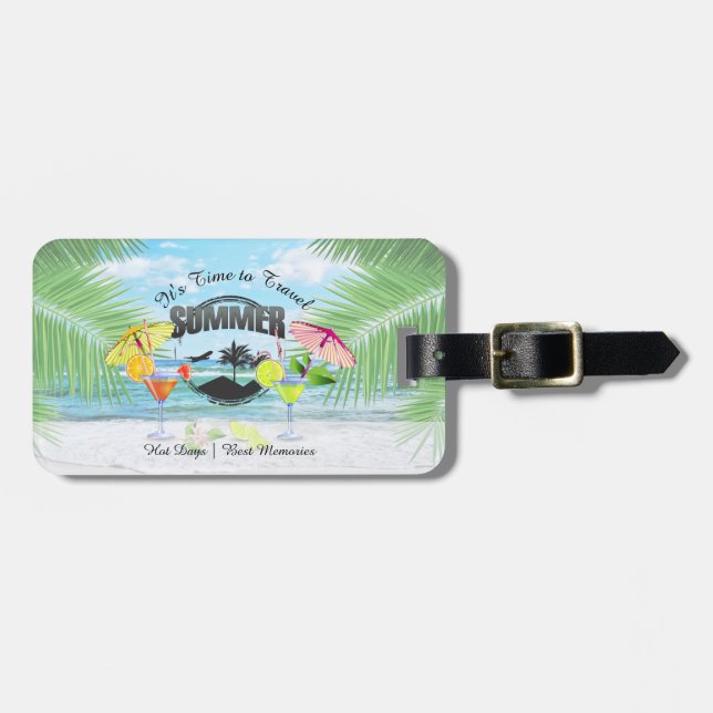Tropical Beach, Summer Vacation | Personalized Luggage Tag (Front Horizontal)