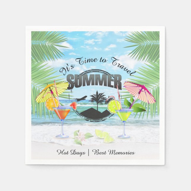 Tropical Beach, Summer Vacation | Personalized Napkin (Front)