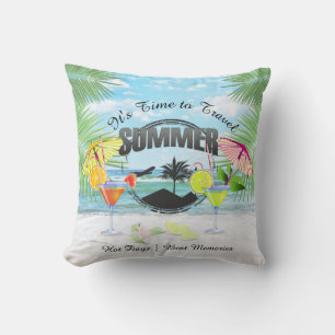 Tropical Beach, Summer Vacation Personalized Throw Pillow