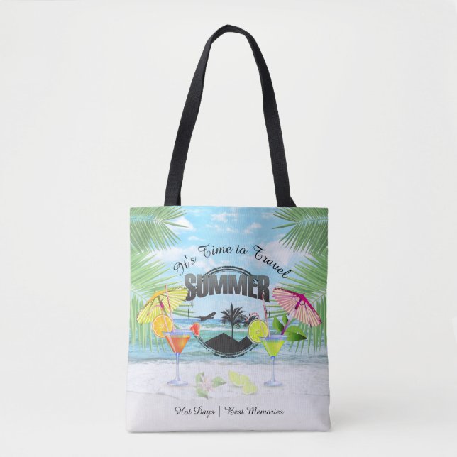 Tropical Beach, Summer Vacation | Personalized Tote Bag (Front)