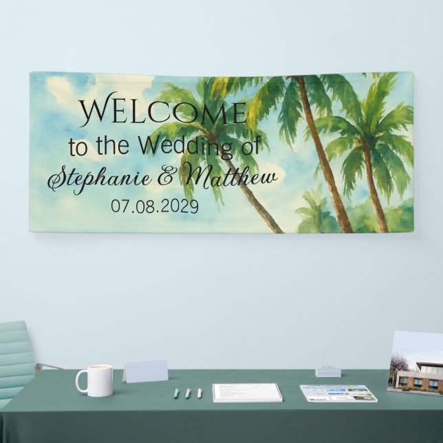 Tropical Beach Summer Watercolor Wedding Banner (Tradeshow)