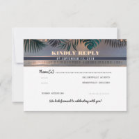 Tropical Beach Sunset Destination Wedding RSVP