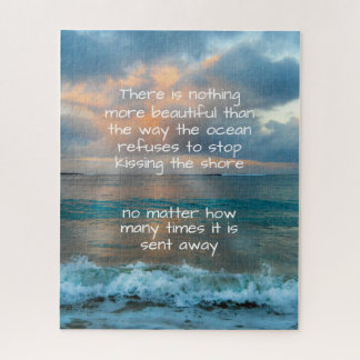 Tropical Beach Sunset Glow Tide Love Quote Jigsaw Puzzle
