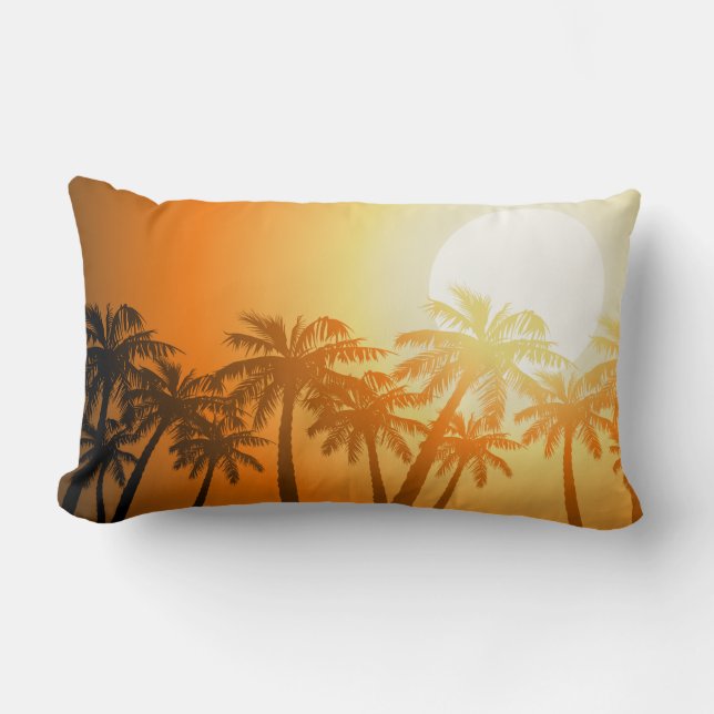 Tropical beach sunset lumbar pillow (Front)