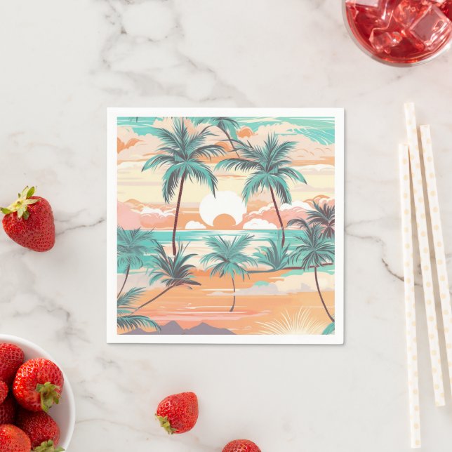 Tropical Beach Sunset Napkin (Insitu)