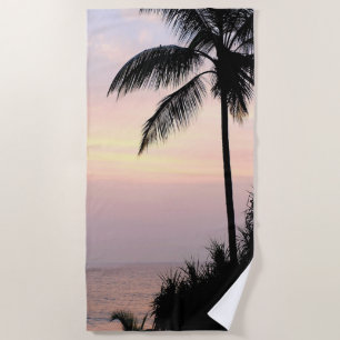 Tropical Beach Sunset Palm Beach Towel