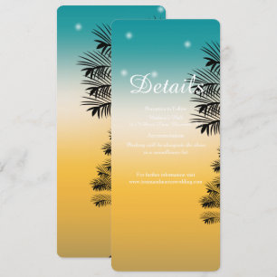 Tropical Beach Sunset Palm Tree DETAILS Wedding Invitation