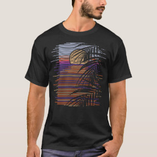 Tropical Beach Sunset Palm Trees Synthwave Summer T-Shirt