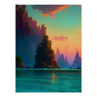 Tropical Beach Sunset Poster