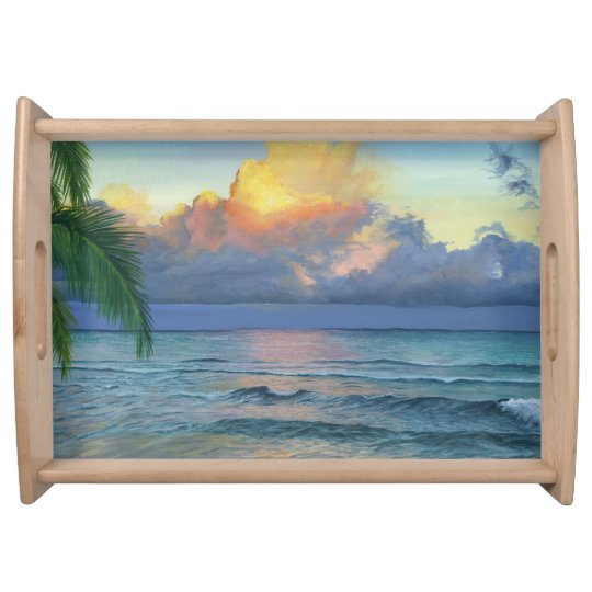 Tropical Beach Sunset Serving Tray