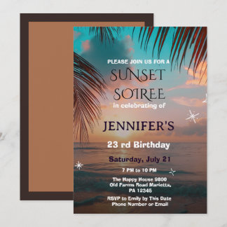 | Tropical Beach Sunset Soiree Birthday Invitation