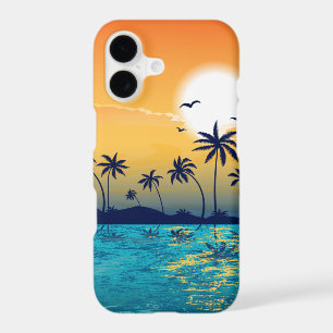 Tropical Beach Sunset Sunrise Palm Trees Ocean