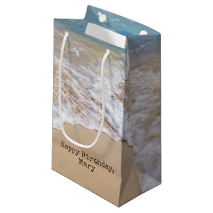 tropical beach surf on sand small gift bag