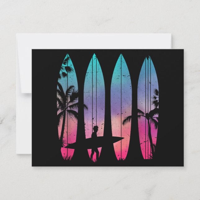 Tropical Beach Surf Surfboard Surfing Surfer Ocean Holiday Card (Front)