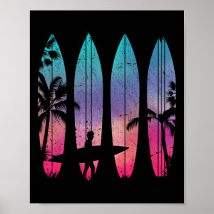 Tropical Beach Surf Surfboard Surfing Surfer Ocean Poster