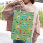 Tropical Beach Surfing Santa Cute Christmas  Medium Gift Bag<br><div class="desc">This design may be personalized by choosing the Edit Design option. You may also transfer onto other items. Contact me at colorflowcreations@gmail.com or use the chat option at the top of the page if you wish to have this design on another product or need assistance. See more of my designs...</div>