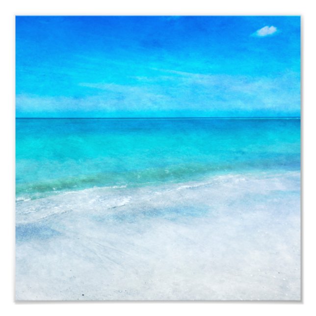 Tropical Beach - Teal Aqua Ocean Blue Florida Photo Print (Front)