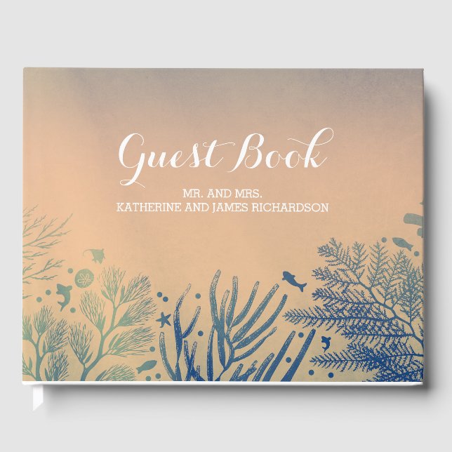 Tropical Beach Teal Wedding Underwater Guest Book (Front)