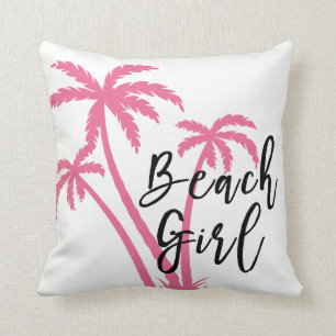 Tropical Beach Theme Girly Design Throw Pillow