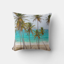 Tropical Beach Throw Pillow