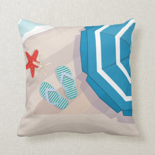 Tropical beach throw pillow