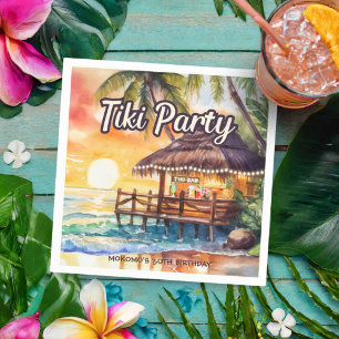 Tropical Beach Tiki Party Cocktail Napkin