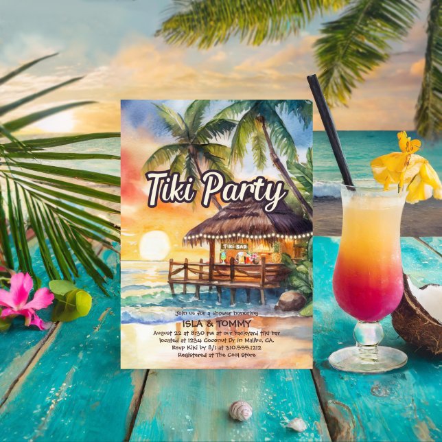 Tropical Beach Tiki Party Shower Invitation (Creator Uploaded)