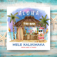 Tropical Beach Tiki Santa Mele Kalikimaka