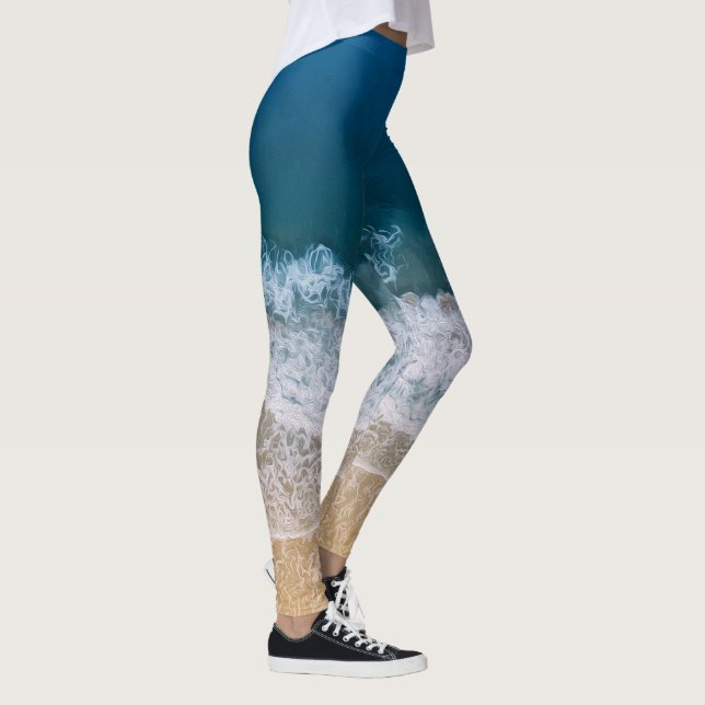 Tropical Beach Trendy Digital Hand Paint Effect Leggings (Right)