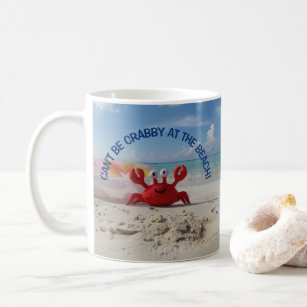 Tropical Beach Turquoise Water Red Crab White Sand Coffee Mug