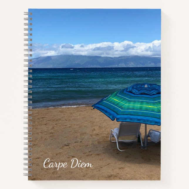 Tropical Beach Umbrella Photo Carnet Spiral (Devant)