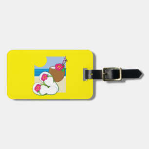 Tropical Beach Vacation Coconut Flowers Flip Flops Luggage Tag