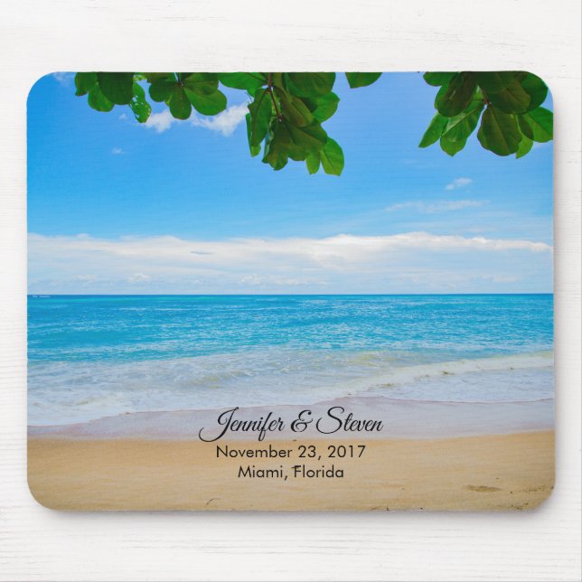 Tropical Beach Vacation Island Wedding Mouse Pad (Front)