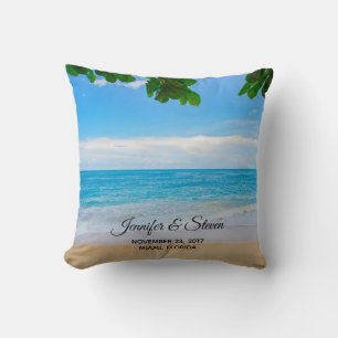 Tropical Beach Vacation Island Wedding Throw Pillow